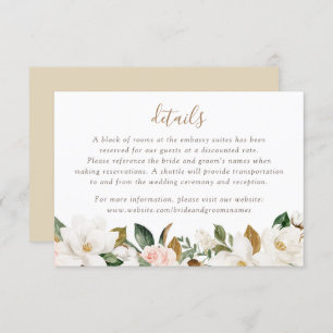 Invitation Floral Elegant Magnolia Blush Pink Neutral Détails