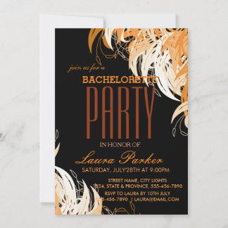 Invitation Floral Elegant Orange Bachelorette Party