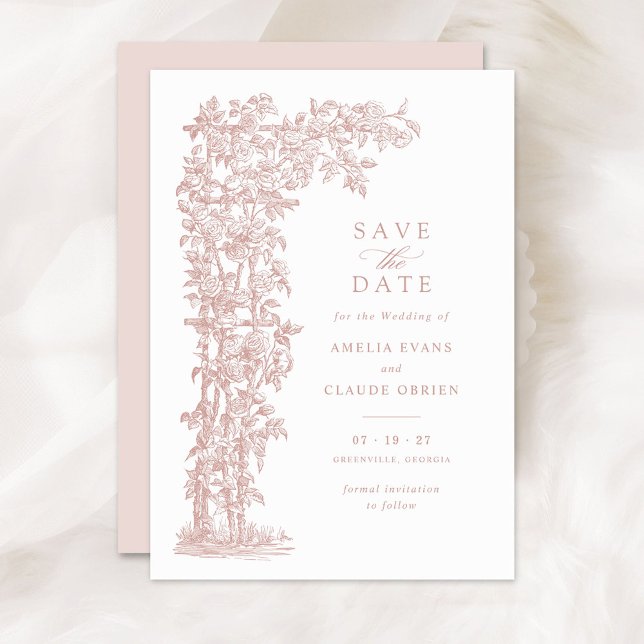 Invitation Floral Élégant Rose Vintage Trellis Mariage (Créateur téléchargé)