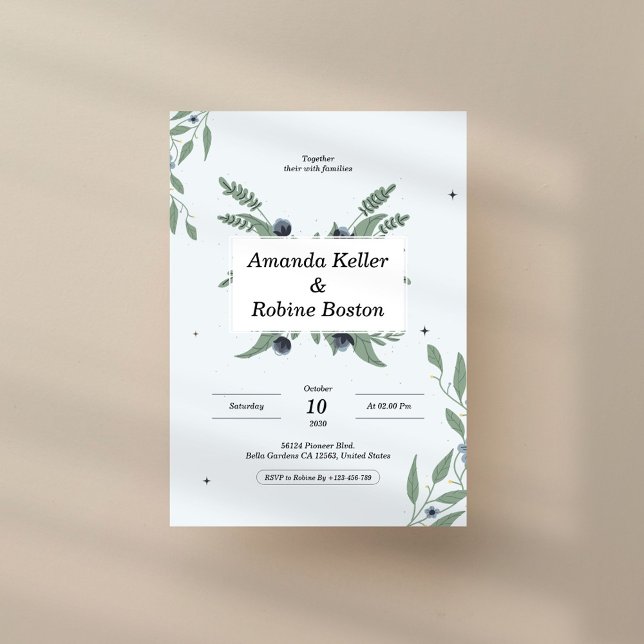 Invitation Floral Elegant Simple Mariage (Créateur téléchargé)