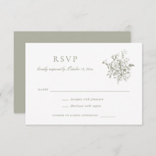 Invitation Floral Elegant Vintage baroque mariage Fleur RSVP