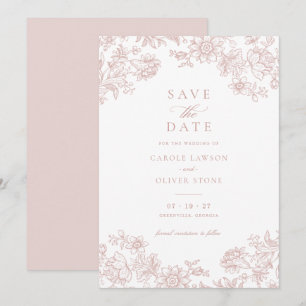 Invitation Floral Elegant Vintage Blush Pink Enregistrer la d