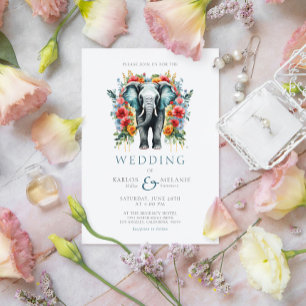 Invitation Floral Elephant Bay Mariage bleu et blanc