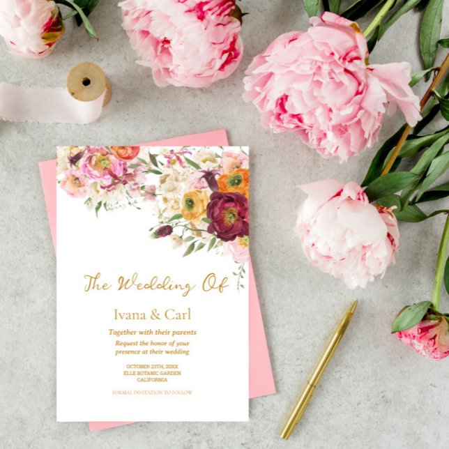 Invitation FLORAL Embrasser le Mariage de mariage (Créateur téléchargé)