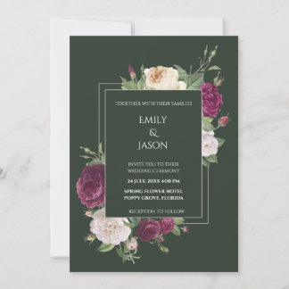 Invitation Floral Emerald Green Bourgogne