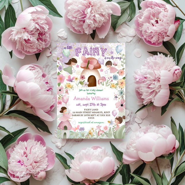 Invitation Floral Fairy Forest Baby Girl Douche (Créateur téléchargé)