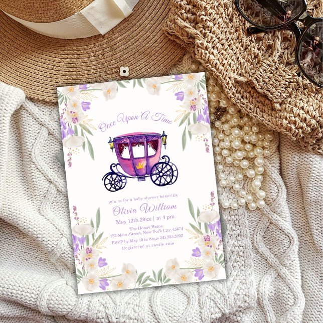 Invitation Floral Fairytale Princess Carriage Baby shower (Floral Fairytale Princess Carriage Baby Shower Invitation)