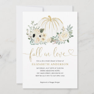Invitation Floral Fall in Love White Citrouille Fête des mari