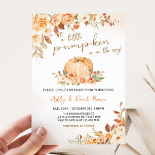 Invitation Floral Fall Petit Baby shower Citrouille