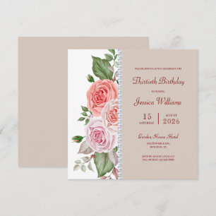 Invitation Floral féminin & Diamant 30e anniversaire