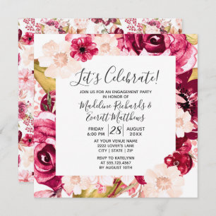 Invitation Floral Fêtons l'invitation de la fête d'engagement