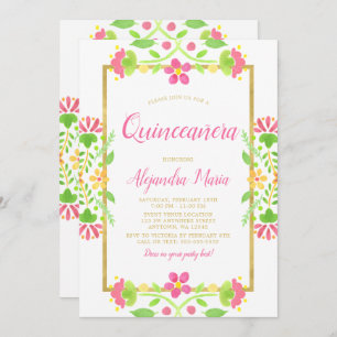 Invitation Floral Fiesta Blanc or Quinceanera Photo