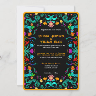 Invitation Floral Fiesta mexicaine Mariage d'art populaire