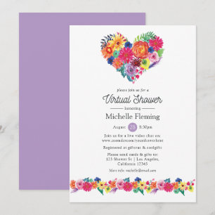 Invitation Floral Fiesta Virtual Baby ou Fête des mariées