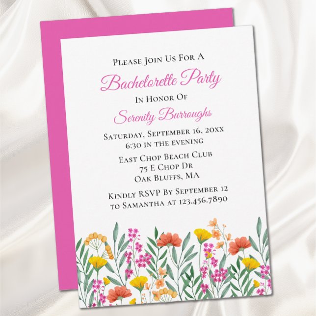 Invitation Floral Fleur sauvage Watercolor Bachelorette Party (Créateur téléchargé)