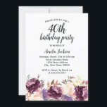 Invitation Floral Florom Purple Aquarelle 40e anniversaire<br><div class="desc">Plus joli Invitations Florales Anniversaire dans le Little Bayleigh Store!</div>