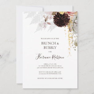 Invitation Floral flush moderne   Brunch et douche à bulles