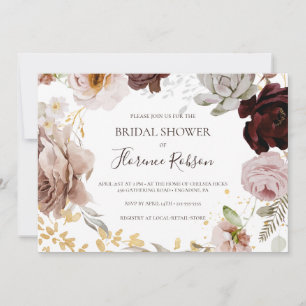 Invitation Floral flush moderne Fête des mariées horizontal