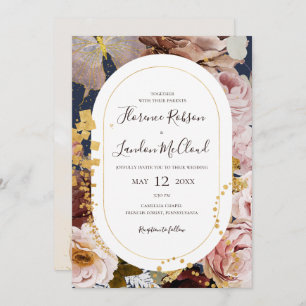 Invitation Floral flush moderne   Mariage tout en un