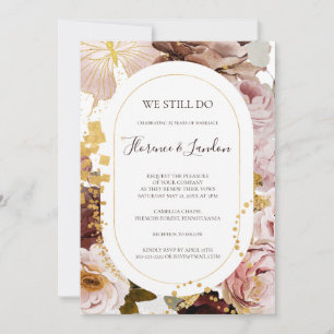 Invitation Floral flush moderne   Nous Continuons À Vow Renou