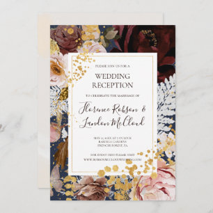 Invitation Floral flush moderne   Réception de mariage de la 