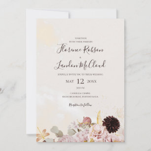 Invitation Floral flush moderne Simple Mariage Décontracté