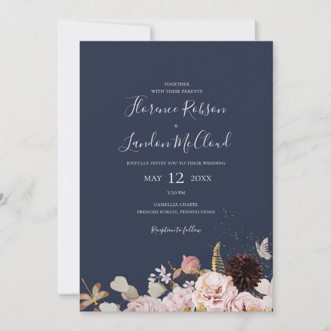 Invitation Floral flush moderne | Simple Mariage Décontracté (Devant)