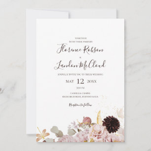 Invitation Floral flush moderne   Simple tout en un Mariage