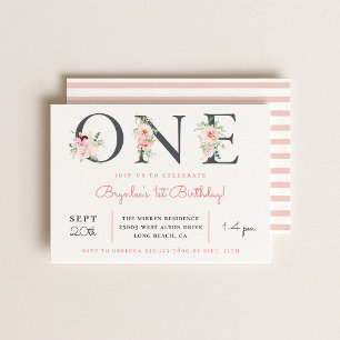Invitation Floral flush ONE   1er anniversaire