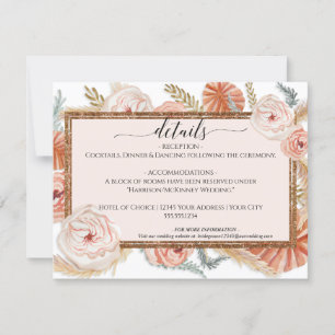 Invitation Floral Foliage Boho Desert Pampas Détails du Maria