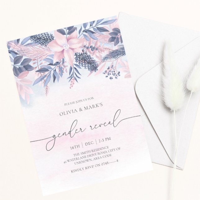 Invitation Floral Foliage Noël Fêtes de fin d'année Sexe Révé (Créateur téléchargé)