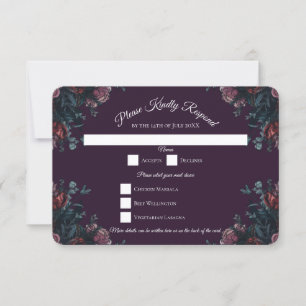 Invitation Floral foncé violet élégant Mariage Maroon Mauve
