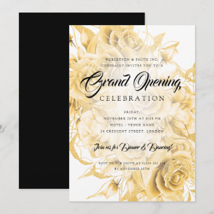 Invitation Floral Forme Entreprise Grand Ouverture Or