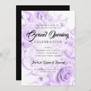 Invitation Floral Forme Entreprise Grand Ouverture Purple