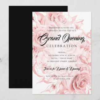 Invitation Floral Forme Entreprise Rose Gold Grand Ouverture