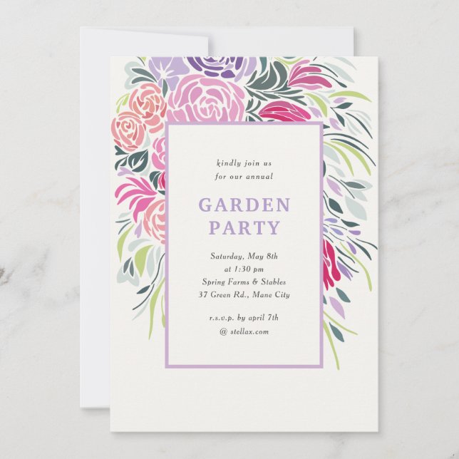 Invitation Floral Frame Party (Devant)