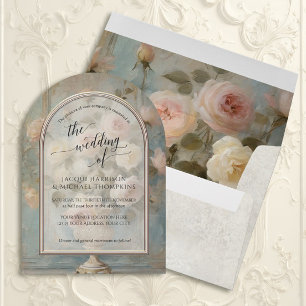Invitation Floral Français Élégant Rose Vintage Bouquet Rose
