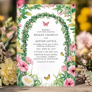Invitation Floral Garden Party Archway Papillons Mariage
