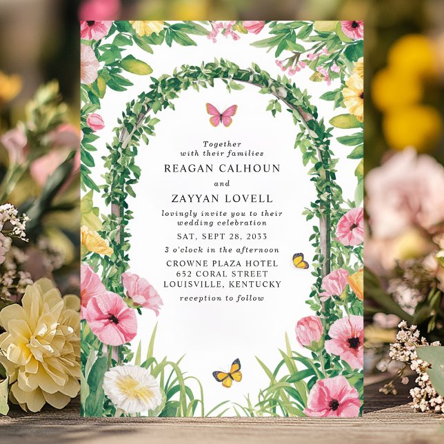 Invitation Floral Garden Party Archway Papillons Mariage (Créateur téléchargé)