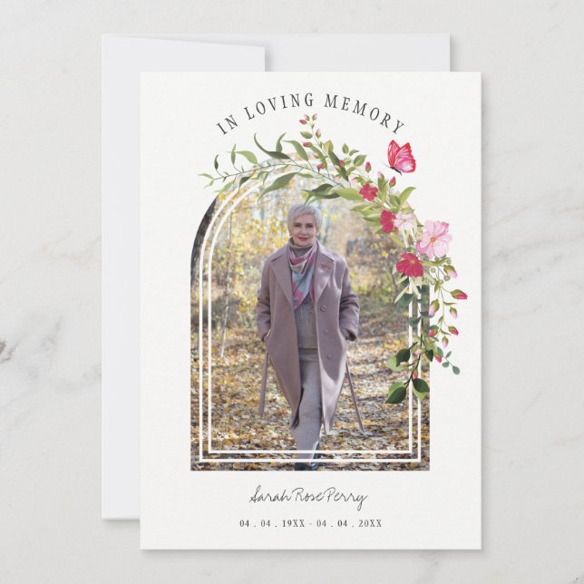 Invitation Floral Garland Butterflies Memorial Dear Ones (Devant)