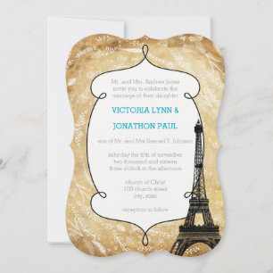 Invitation Floral Garland Paris Destination Mariage