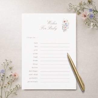 Invitation Floral Gender Neutral Shower Wishes For Baby Card