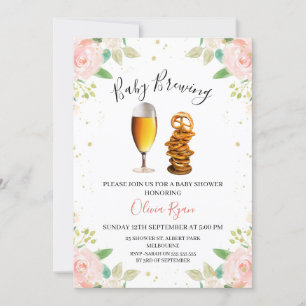 Invitation Floral Girls Beer Baby Baby shower de brasserie