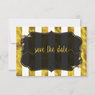 Invitation Floral Gold Foil Grille Mariage Enregistrer La Dat