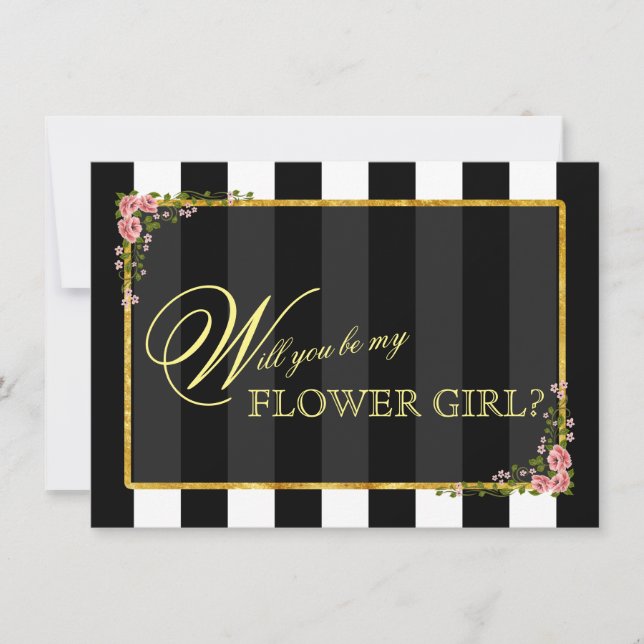 Invitation Floral Gold Foil VOUDREZ-VOUS ÊTRE MA FILLE FLEURI (Devant)