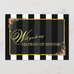 Invitation Floral Gold Foil VOUDREZ-VOUS ÊTRE MA MATRON D'HON