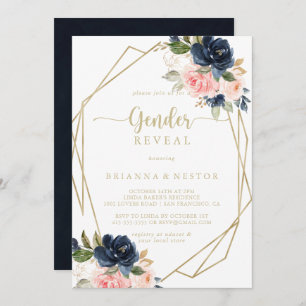 Invitation Floral Gold Géométrique Sexe RevevezParty