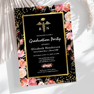 Invitation Floral Gold Nursing School