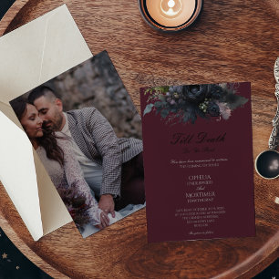 Invitation Floral gothique foncé jusqu'à la mort Mariage phot