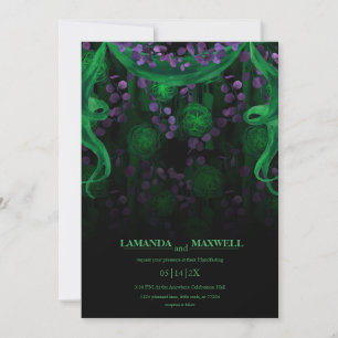 Invitation Floral Gothique Lumineuse Mariage Vert Handfasting